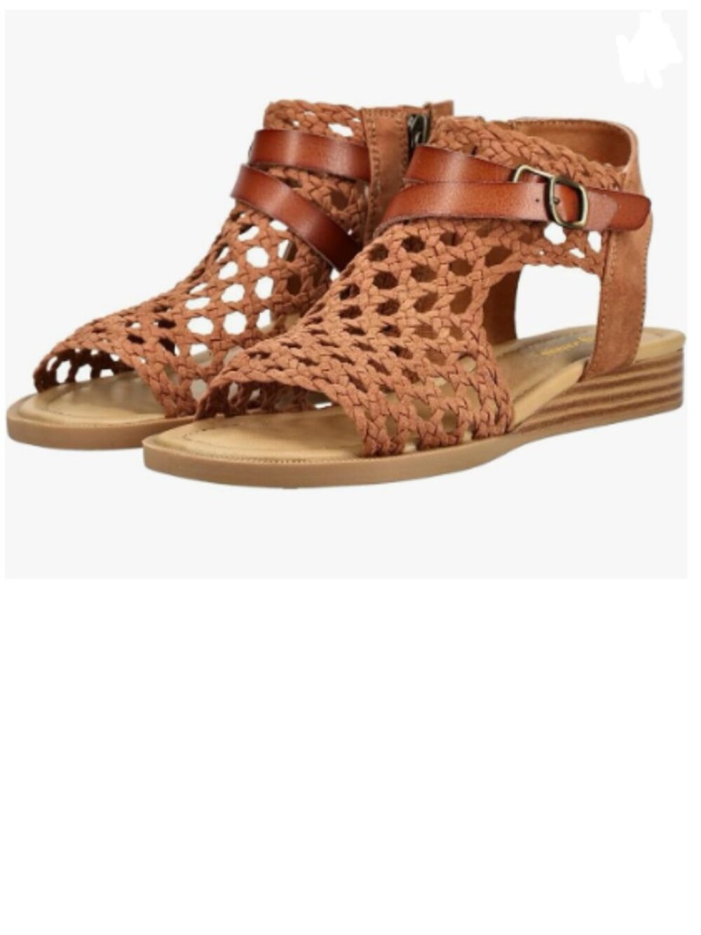 Tang'scuisins Brown Cutout Style Wedge Sandal Ankle Strap Adjustable Buckle Shoe